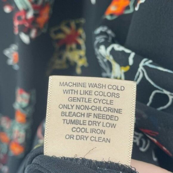 Philosophy Floral Embroidered Tassel Tie Neck Long Sleeve Boho Semi-Sheer Dress‎ - Picture 6 of 9